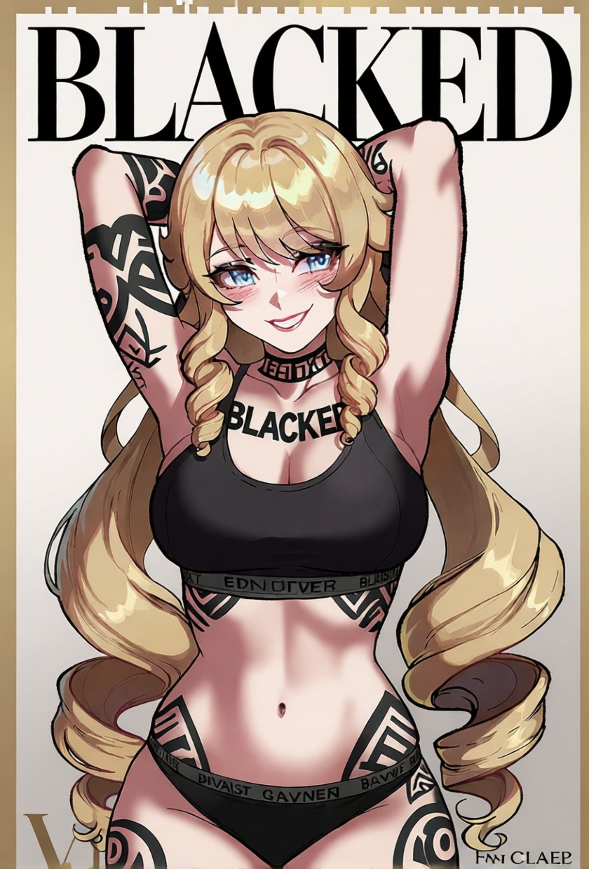 1girls, ai assisted, ai generated, azulart01, blacked, blacked clothing, fontaine girls, genshin impact, hoyoverse, mihoyo, navia (genshin impact), snowbunny, solo, tattoo, tattoos