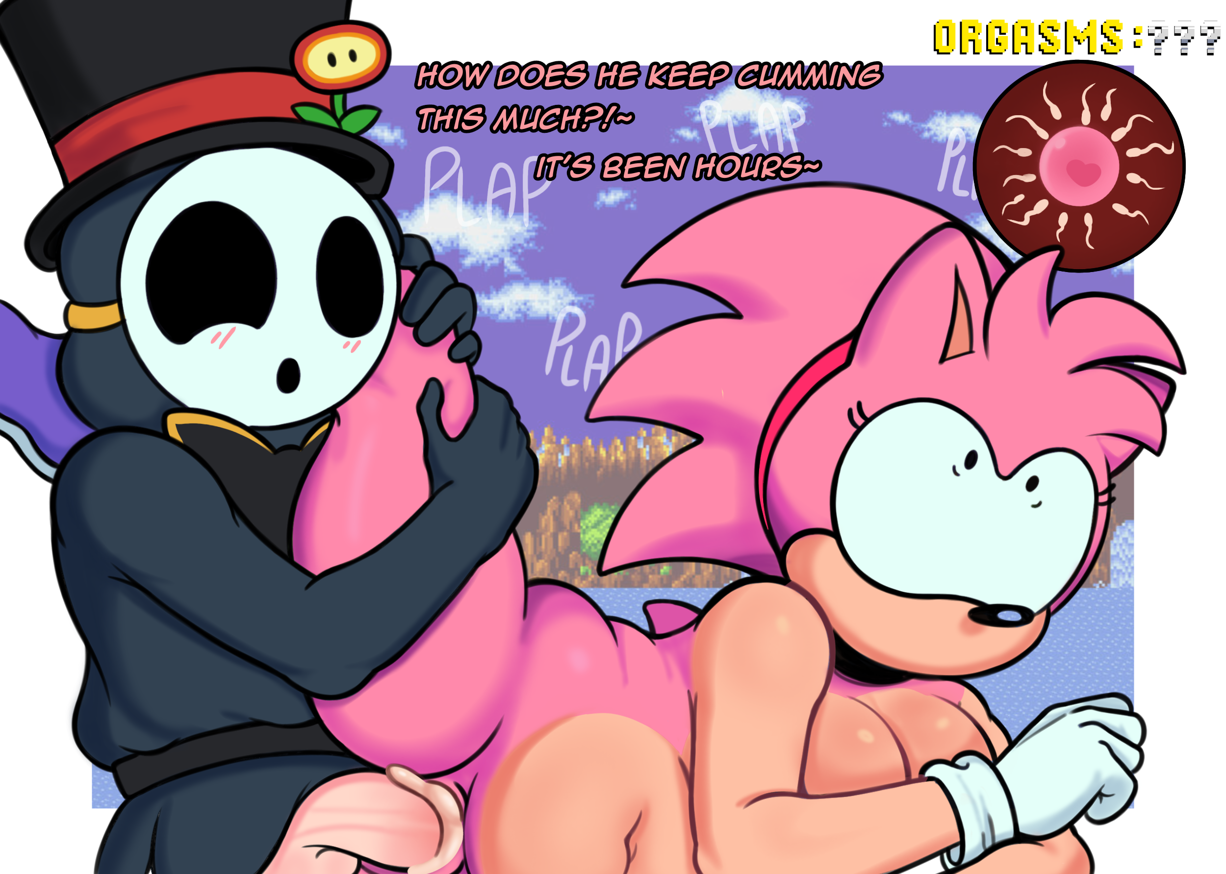 amy rose, anti groove, classic amy rose, cum, cum in pussy, cum inside, cumflation, fucked silly, holding leg, hours later, impregnation, inflation, salchipapaasada, sonic (series), sonic the hedgehog (series)