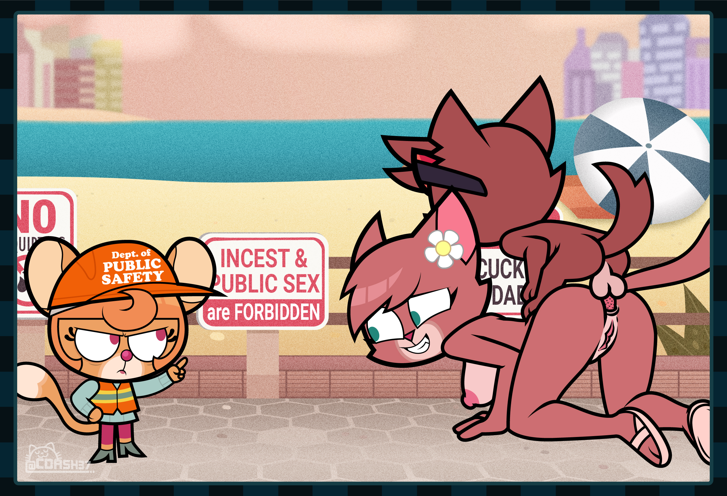 1boy, 1boy1girl, 1girls, 2024, 2girls, 4 fingers, age difference, all fours, anal, anal penetration, anal sex, angry, animal genitalia, animal penis, anthro, anthro female, anthro male, anthro on anthro, anthro only, anthro penetrated, anthro penetrating, anthro penetrating anthro, anus, areola, areolae, arm support, artist logo, artist name, ass, awkward smile, backsack, bad parenting, balls, ballsack, beach, beach sex, beach towel, beach umbrella, being watched, bent arm, bent legs, big areola, big areolae, big ass, big breasts, big butt, big ears, big eyes, big head, big nipples, biped, black border, black clothing, black footwear, black high heels, black text, blue clothing, blue sweater, blue topwear, border, bottomwear, breasts, brown body, brown ears, brown fur, brown tail, building, c.dash37, cat, cat boy, cat girl, cat tail, cdash37, cheek tuft, chinchilla, chinchillid, chrysanthemum (ajmarekart), clothed, clothed anthro, clothed female, clothing, completely naked, completely naked anthro, completely naked female, completely nude, completely nude anthro, completely nude female, countershade face, countershade fur, countershading, cub, cuckquean, day, delia (ajmarekart), detailed background, digital drawing, digital media, dipstick tail, domestic cat, english, english text, extended arm, eyelashes, eyewear, eyewear on head, eyewear only, faceless anthro, faceless character, faceless male, facial tuft, fangs, felid, feline, feline genitalia, feline penis, felis, female, female on bottom, female penetrated, fingers, flower, flower in hair, flower on head, footwear, footwear only, from behind position, frown, fully clothed, fully clothed anthro, fully clothed female, fur, fur tuft, furry, furry female, furry male, furry only, genitals, gesture, glistening, glistening body, glistening fur, glistening hair, green eyes, group, hair, hand gesture, hand on hip, hand on own hip, hat, head tuft, headgear, headwear, hi res, high heels, humanoid hands, incest, intraspecies, iris, jacket, larger female, larger penetrated, leaning, leaning forward, light body, light fur, light hair, lipstick, logo, long eyelashes, looking at another, makeup, male, male cub, male on top, male penetrating, male penetrating female, male/female, mammal, markings, mature, mature anthro, mature female, milf, monotone balls, monotone genitals, monotone tail, mostly nude, mostly nude anthro, mostly nude female, mother, mother and child, mother and son, mouth closed, multicolored body, multicolored bottomwear, multicolored clothing, multicolored fur, multicolored jacket, multicolored topwear, murphy (ajmarekart), murphy and mitzi, naked, naked anthro, naked female, nipples, no pupils, nude, nude anthro, nude female, nude male, older female, older female and younger male, older penetrated, on bottom, on model, on style, on top, orange clothing, orange hair, orange hat, orange headwear, outside, outside sex, pants, parasol, parent, parent and child, parent and son, penetration, penile, penile penetration, penile spines, penis, penis in ass, perching position, pink areola, pink eyes, pink inner ear, pink lipstick, pink nipples, pink nose, pink penis, pink pussy, plant, plantigrade, pointing, pointy ears, prick ears, public, public sex, pussy, raised finger, red nose, red text, rodent, round nose, sand, sandals, sandals only, sea, sex, shoes, short, short hair, sign, size difference, sky, small dom big sub, smaller female, smaller male, smaller penetrating, smaller penetrating bigger, smile, smiling at another, son, son penetrating mother, standing, standing on another, standing on partner, straight, straight legs, straight sex, sunglasses, sunglasses on head, sunglasses only, sweater, tail, tail markings, tan body, tan clothing, tan ears, tan footwear, tan fur, tan inner ear, tan sandals, tan sky, teeth, text, text on clothing, text on hat, text on headwear, text on sign, thick thighs, topwear, towel, trio, tuft, two-tone body, two-tone bottomwear, two-tone clothing, two-tone fur, two-tone pants, url, water, white balls, white body, white breasts, white countershading, white fur, white tail tip, white text, young, young anthro, young male, younger male, younger penetrating, younger penetrating older