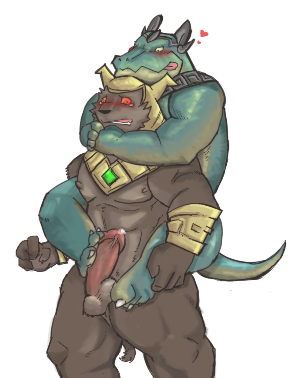 blush dominant dominant_male domination embarrassed foot_fetish footjob furry furry_only gay gay_domination humping league_of_legends male male/male male_only nasus piggyback renekton squeeze squeezing submissive submissive_male