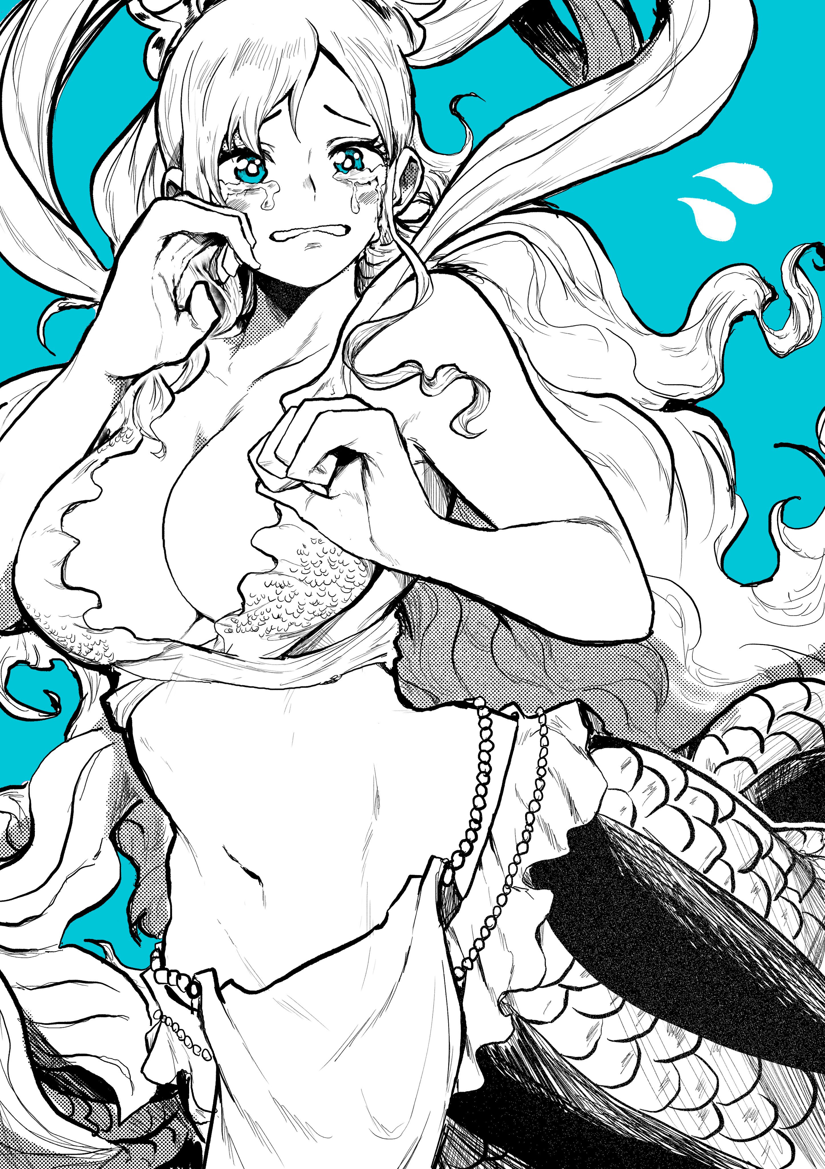 artist request, big breasts, breasts, crying, female, female only, merfolk, mermaid, one piece, shirahoshi