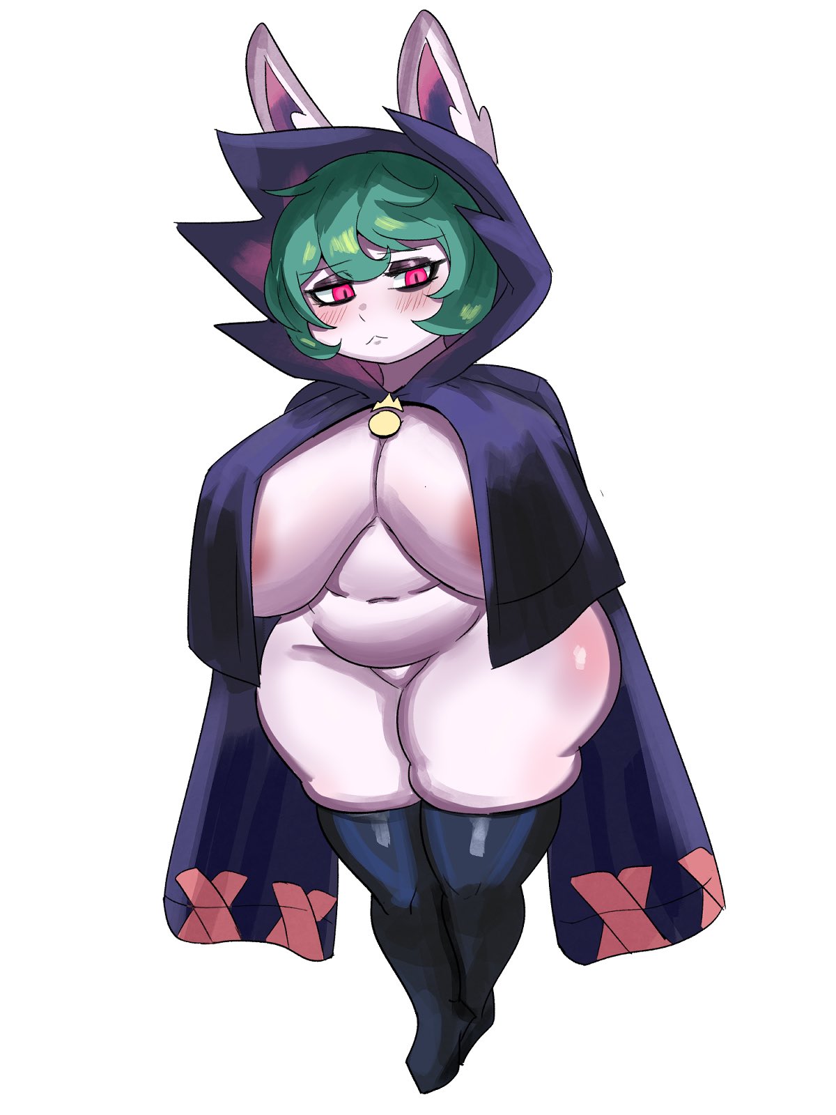1girls, animal ears, belly, big breasts, boots, breasts, female, female focus, female only, green hair, league of legends, legwear, pink eyes, riot games, short hair, shortstack, smaller female, solo, solo female, thick thighs, thighs, vex (league of legends), wide hips, yordle, ytrall