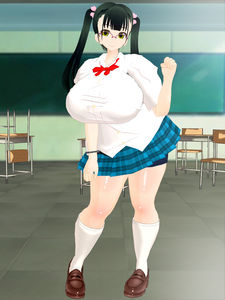 1girls 3d big_breasts breasts busty curvaceous curvy curvy_body curvy_female curvy_figure female_focus female_only glasses huge_breasts large_breasts nikuko_(galko) oshiete!_galko-chan school_uniform schoolgirl schoolgirl_uniform tabochi_mochi_(artist) voluptuous