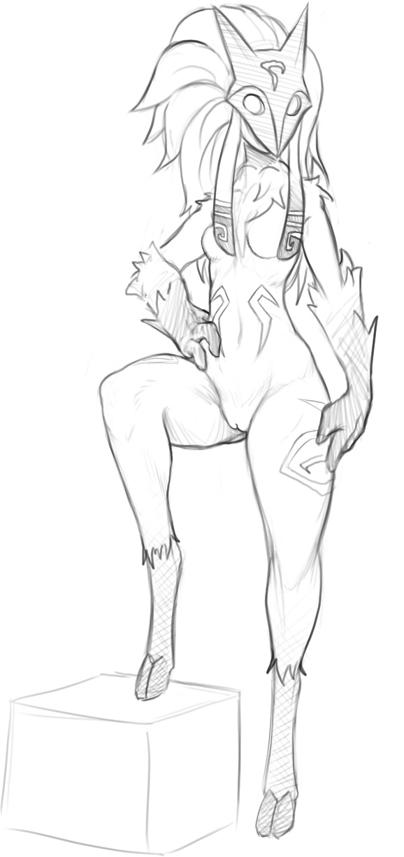 2019 anthro black_and_white bovid breasts caprine cloven_hooves featureless_breasts female front_view full-length_portrait genitals hand_on_hip hi_res hooves kindred lamb_(league_of_legends) league_of_legends mammal mask mask_only monochrome no_nipples nude portrait pussy riot_games sheep sketch solo standing step_pose video_games w4g4 wool_(disambiguation)