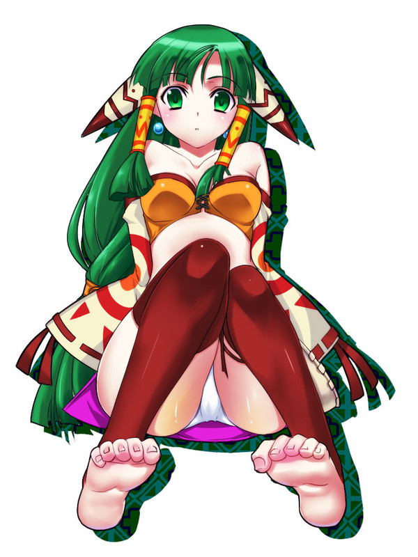 feena feena_(grandia) feet grandia kantaka panties panty_bulge pantyshot white_panties