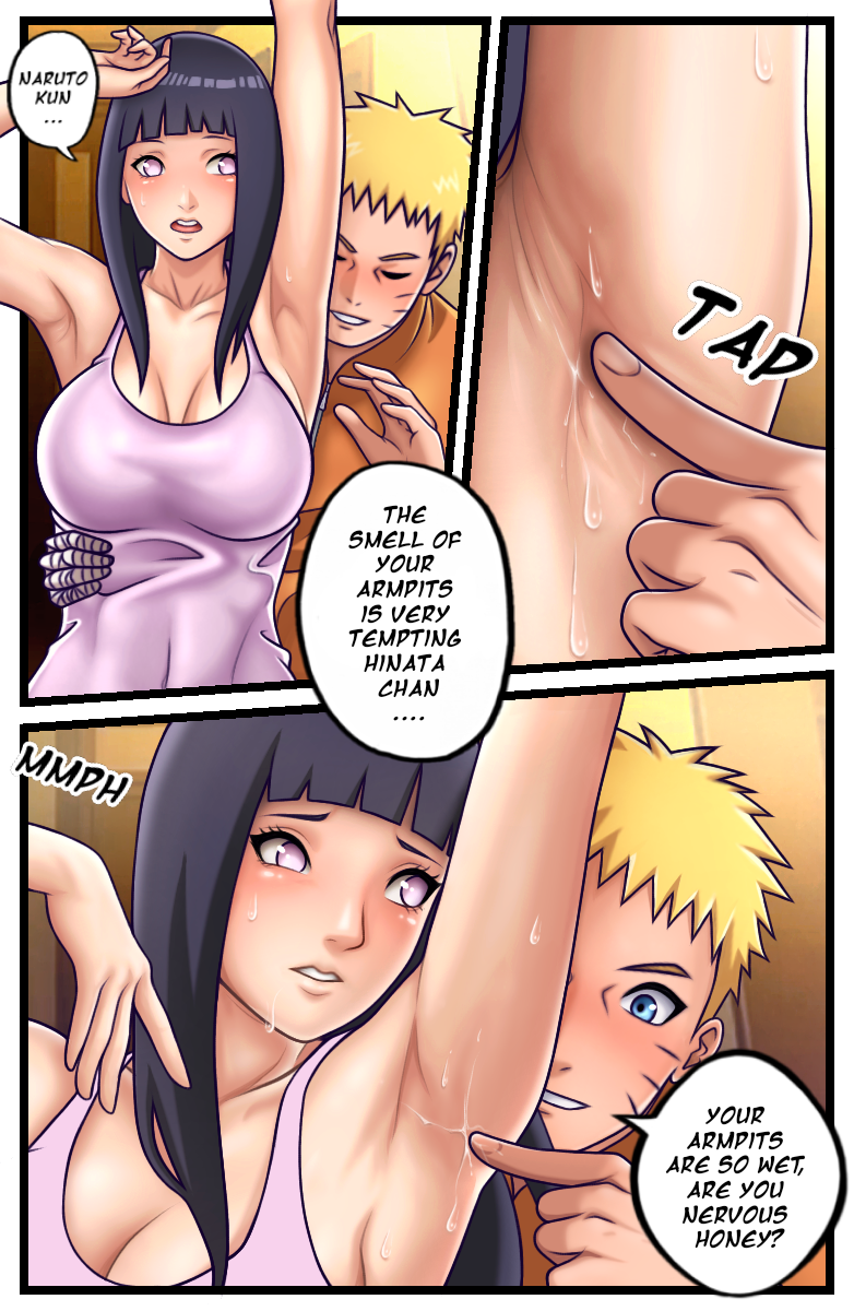 armpit armpit_fetish armpit_licking armpit_sniffing armpits arms_behind_back arms_up blonde_hair dialogie hyuuga_hinata naruto naruto:_the_last necroxxx sweat sweatdrop tease uzumaki_naruto