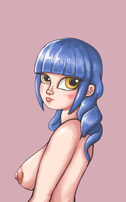 2019 amber_eyes angelic_amber blue_hair breasts disney doll heartless kingdom_hearts kingdom_hearts_iii medium_breasts medium_hair mrrich nipples nude pink_background square_enix topless upper_body