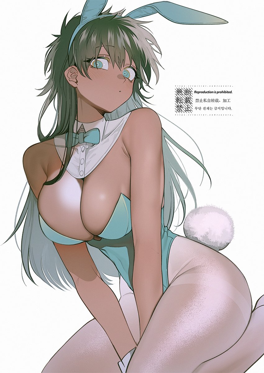 1girls big_breasts breasts bunnysuit dark-skinned_female dotsuco female jacora large_breasts leotard slim_waist tagme wide_hips