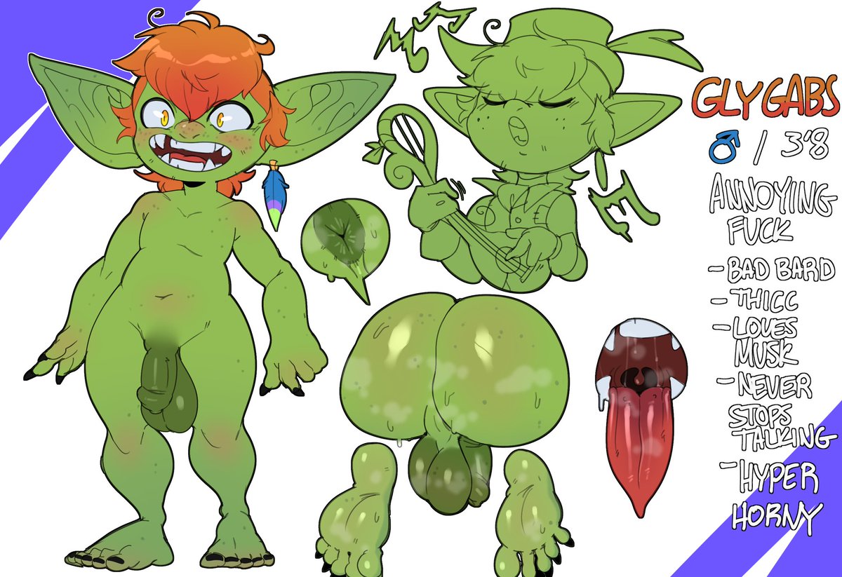ass, big ass, big butt, big ears, big penis, ear piercing, feet, goblin, goblin male, hair, male, orange hair, penis, seniorseasalt