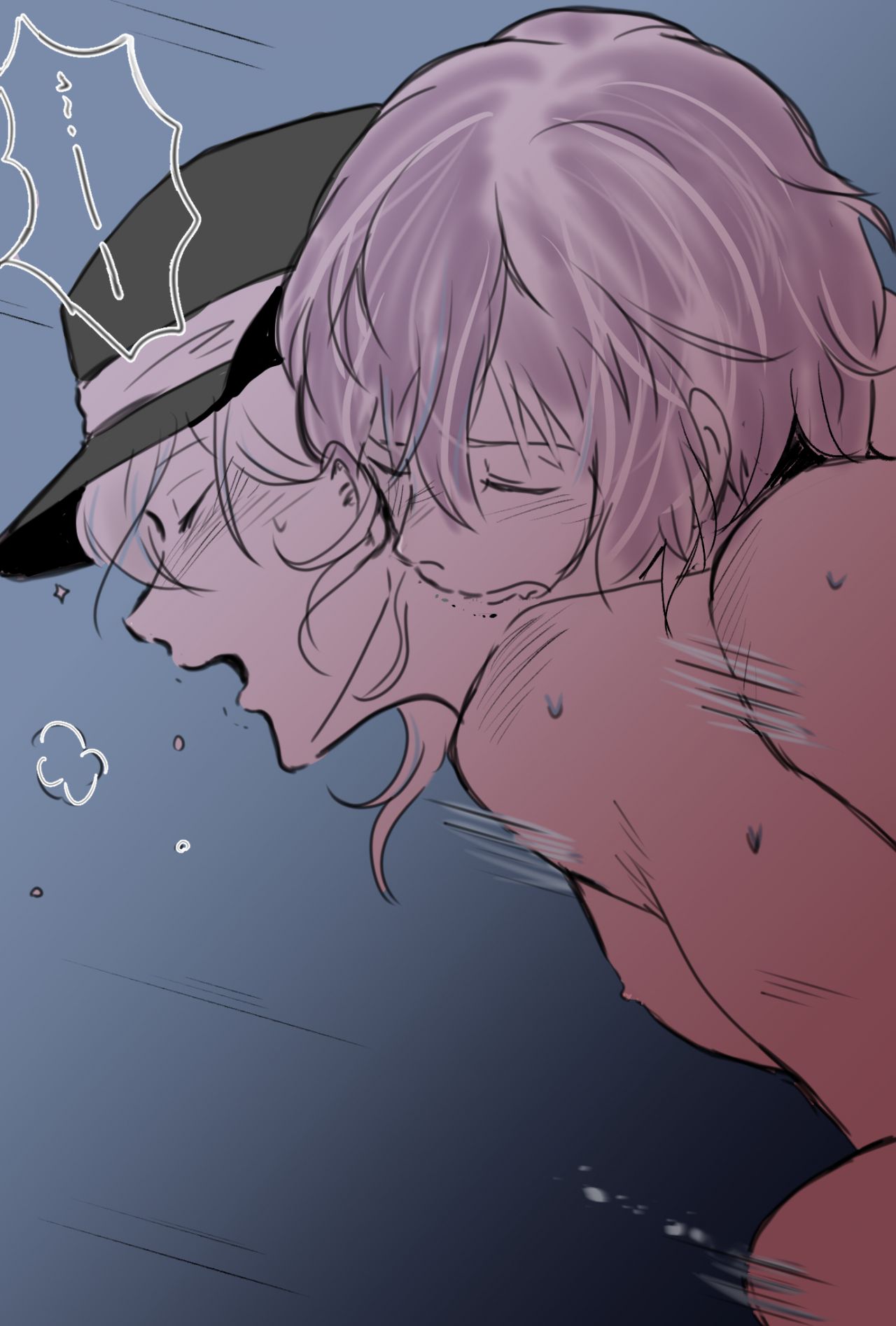 artist request, biting, blush, bungo stray dogs, chuuya nakahara, dazai osamu, male, male only
