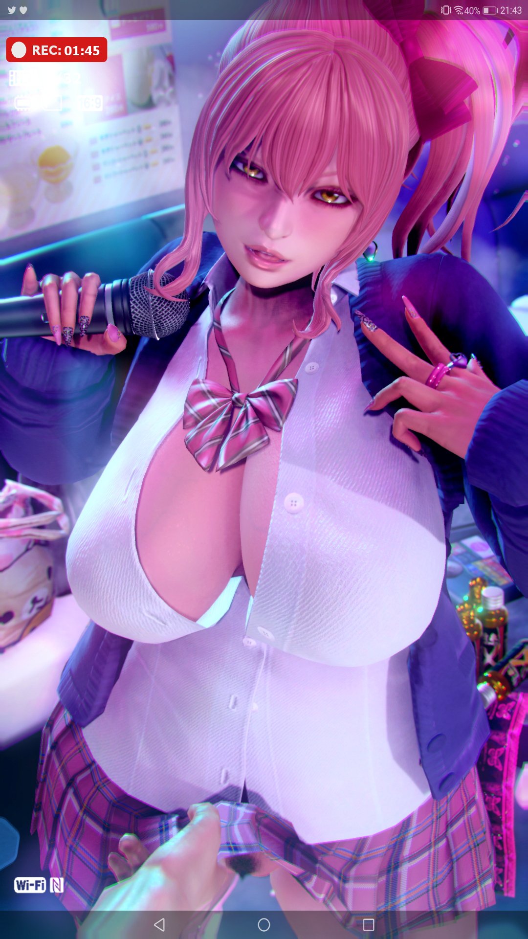 1girls 3d big_breasts breasts breasts busty curvaceous curvy curvy_body curvy_female curvy_figure female female_focus huge_breasts idolmaster idolmaster_cinderella_girls jougasaki_mika large_breasts pink_hair school_uniform schoolgirl voluptuous yaotama