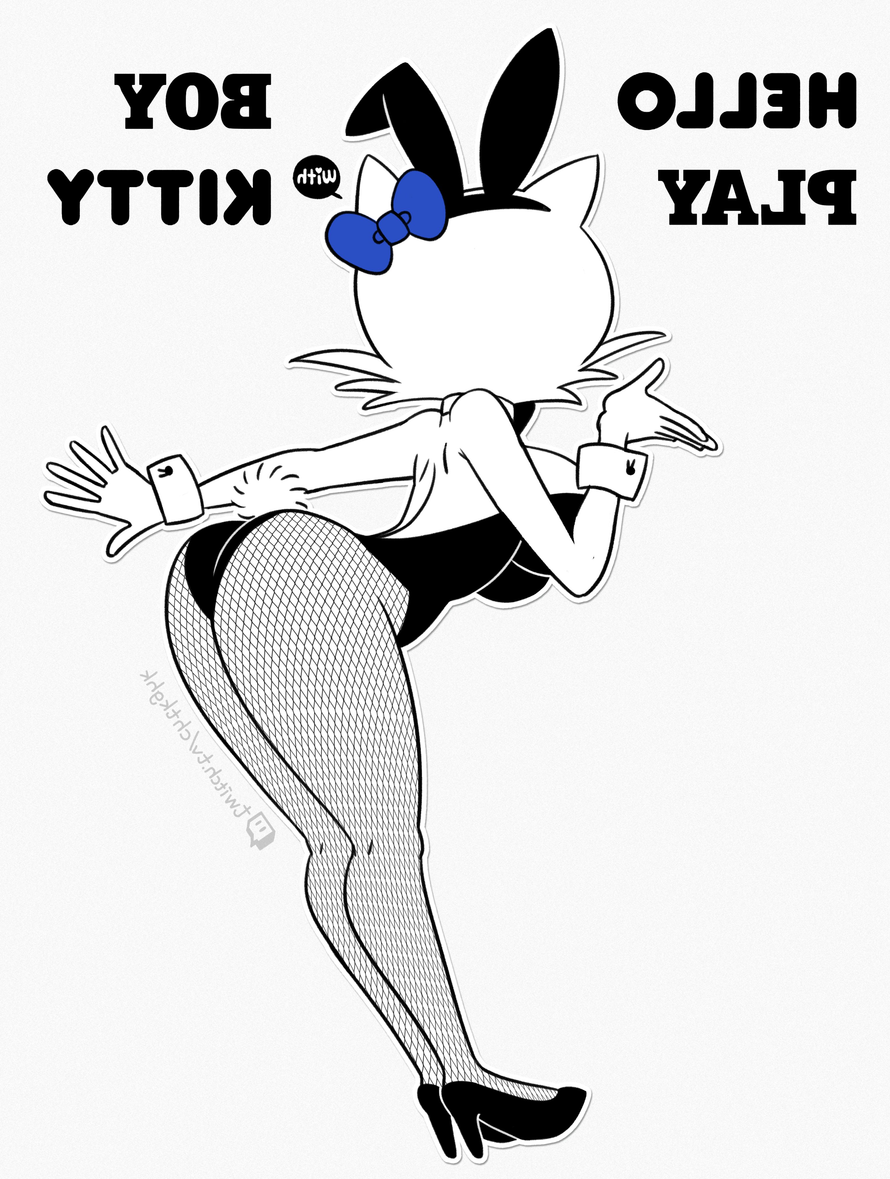 1girls, 2022, absurd res, animal ears, armpits, artist name, ass, back, bare shoulders, big ass, black hairband, black leotard, bow, bowtie, breasts, bunny ears, bunny girl, bunny tail, bunnysuit, cat ears, cat girl, catgirl, detached collar, english text, facing away, fake animal ears, fake tail, female, female only, fishnet pantyhose, fishnets, full body, hair ribbon, hairband, hello kitty, hello kitty (character), hello kitty (series), high heels, highres, humanized, kitty white, large breasts, leaning forward, minus8, pantyhose, playboy bunny, ribbon, sanrio, short hair, sideboob, simple background, solo, speech bubble, tail, text, thick thighs, thighs, url, watermark, white background, white hair, white skin, wrist cuffs