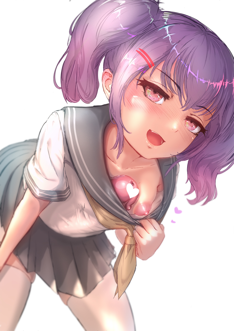 1futa, areola slip, artist name, autopaizuri, bent over, breasts, clothed, clothing, erection, erection under clothes, female, futa only, futanari, horny, huge cock, intersex, light skin, light-skinned futa, looking at viewer, mostly clothed, nipple slip, nonogorilla, original character, penis, penis slip, penis under clothes, school uniform, schoolgirl, short hair, solo, standing, thighhighs, twintails