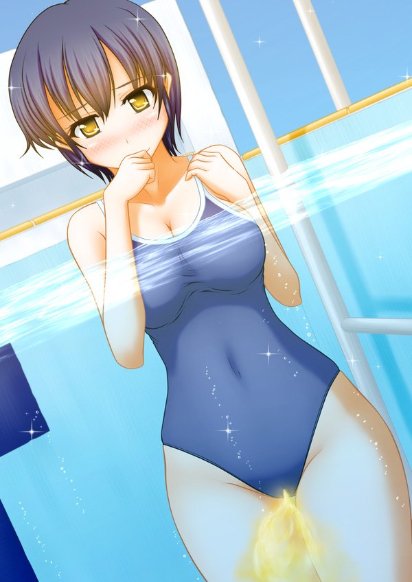 blush large_breasts nervous one-piece_swimsuit peeing peeing_in_pool peeing_in_swimsuit peeing_in_water peeing_self peeing_underwater pool pullpull15 school_swimsuit swimming_pool swimsuit swimwear urinating_female water watersports wetting wetting_clothing wetting_self