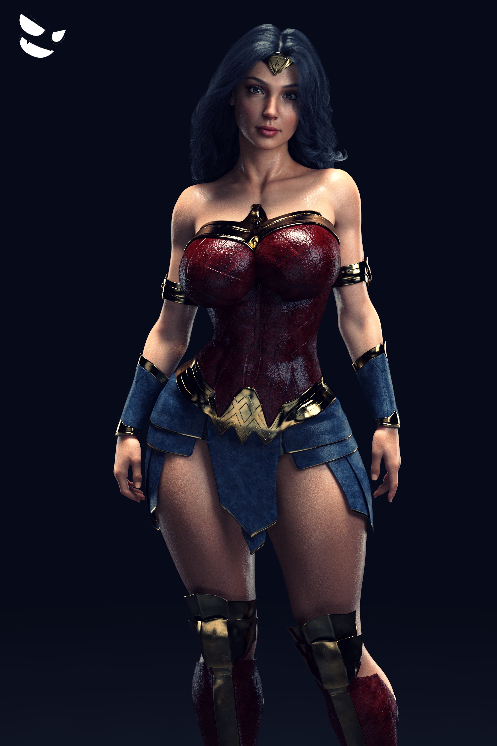 1girls, 3d, amazon, armor, big breasts, breasts, busty, curvy, dark hair, dc, dc comics, dc extended universe, diana prince, female, female only, fully clothed, gal gadot, gm studios, hourglass figure, muscular, muscular female, solo, solo female, thick thighs, thighhighs, wonder woman, wonder woman (series)