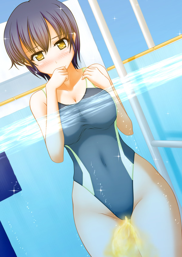 blush large_breasts nervous one-piece_swimsuit peeing peeing_in_pool peeing_in_swimsuit peeing_in_water peeing_self peeing_underwater pool pullpull15 swimming_pool swimsuit swimwear urinating_female water watersports wetting wetting_clothing wetting_self