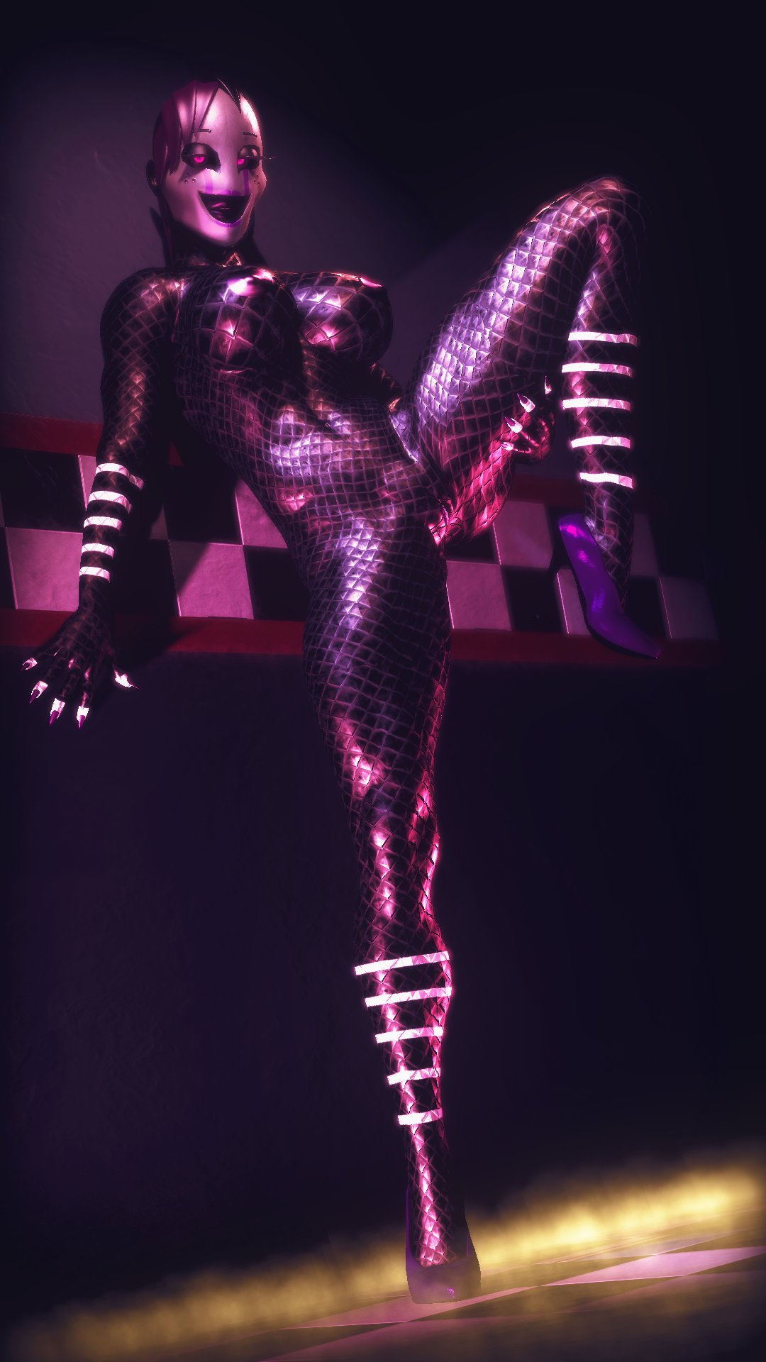 1girls 3d animatronic athletic athletic_female black_body black_skin boobs bottom_heavy breasts bust busty dark-skinned_female dark_skin female female_focus five_nights_at_freddy's five_nights_at_freddy's_2 glowing_eyes hips hourglass_figure humanoid legs lips marionette_(fnaf) mask mature mature_female muscles muscular muscular_female puppet_(fnaf) purple_body purple_eyes purple_skin rubikon_(artist) solo stripes thick thick_legs thick_lips thick_thighs thighs tits toned toned_female top_heavy virt-a-mate virtamate voluptuous voluptuous_female white_mask white_stripes wide_hips