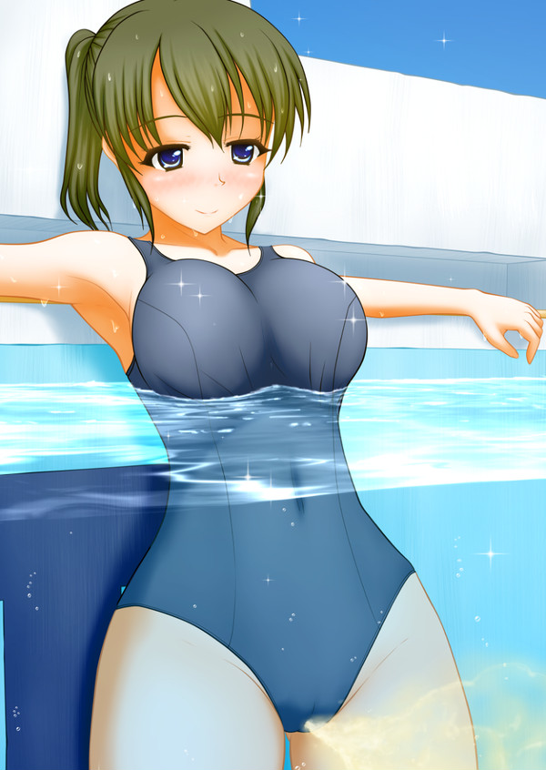 blush happy large_breasts one-piece_swimsuit peeing peeing_in_pool peeing_in_swimsuit peeing_in_water peeing_self peeing_swimsuit peeing_underwater pool pullpull15 smile smiling swimming_pool swimsuit swimwear urinating_female water watersports wetting wetting_self