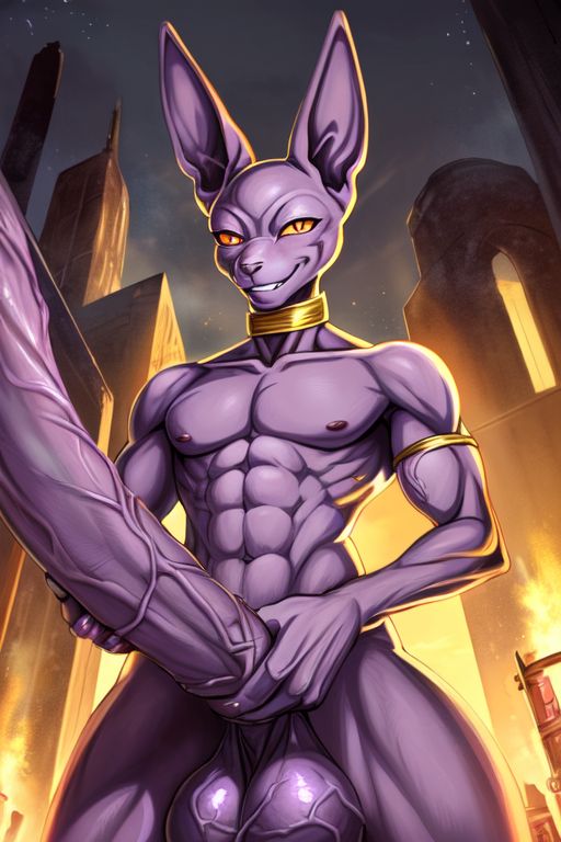 ai_generated beerus big_balls big_penis cocky69 dragon_ball_super excessive_size hyper_penis long_penis muscular veins_on_dick veiny_balls veiny_penis