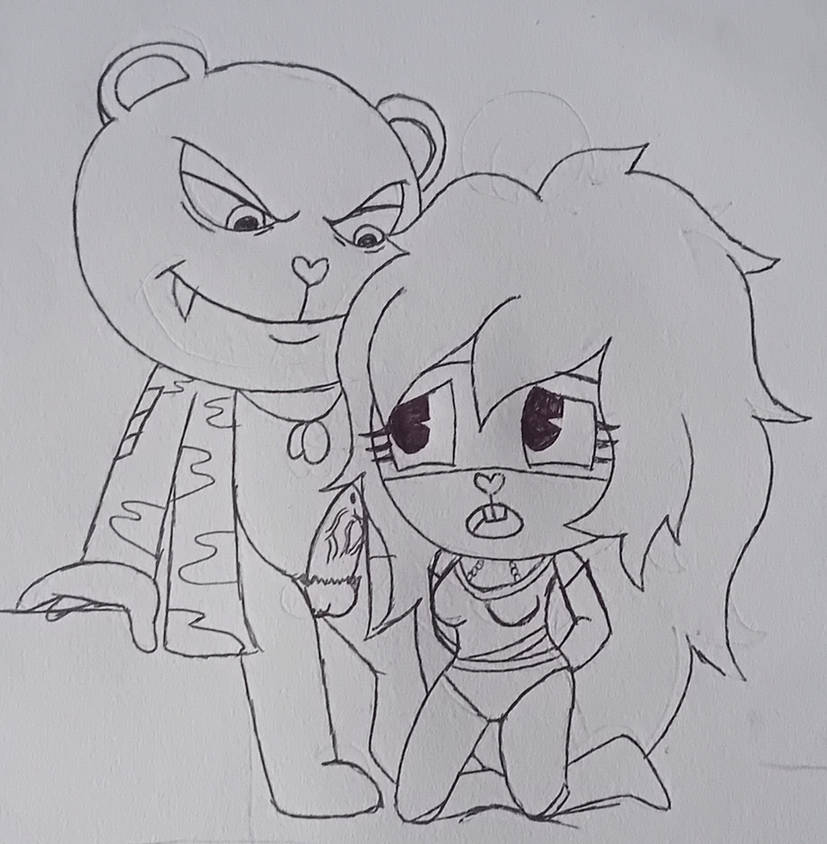 drawing flaky_(htf) fliqpy_(htf) happy_tree_friends penis