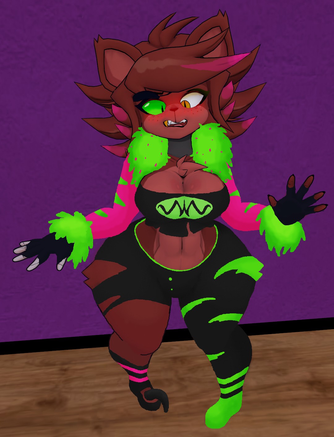 cally3d cosplay cryptiacurves drawover female fexa fredina's_nightclub furry manygeesen_edits missi_zilla missi_zilla_(cosplay) pose vrchat