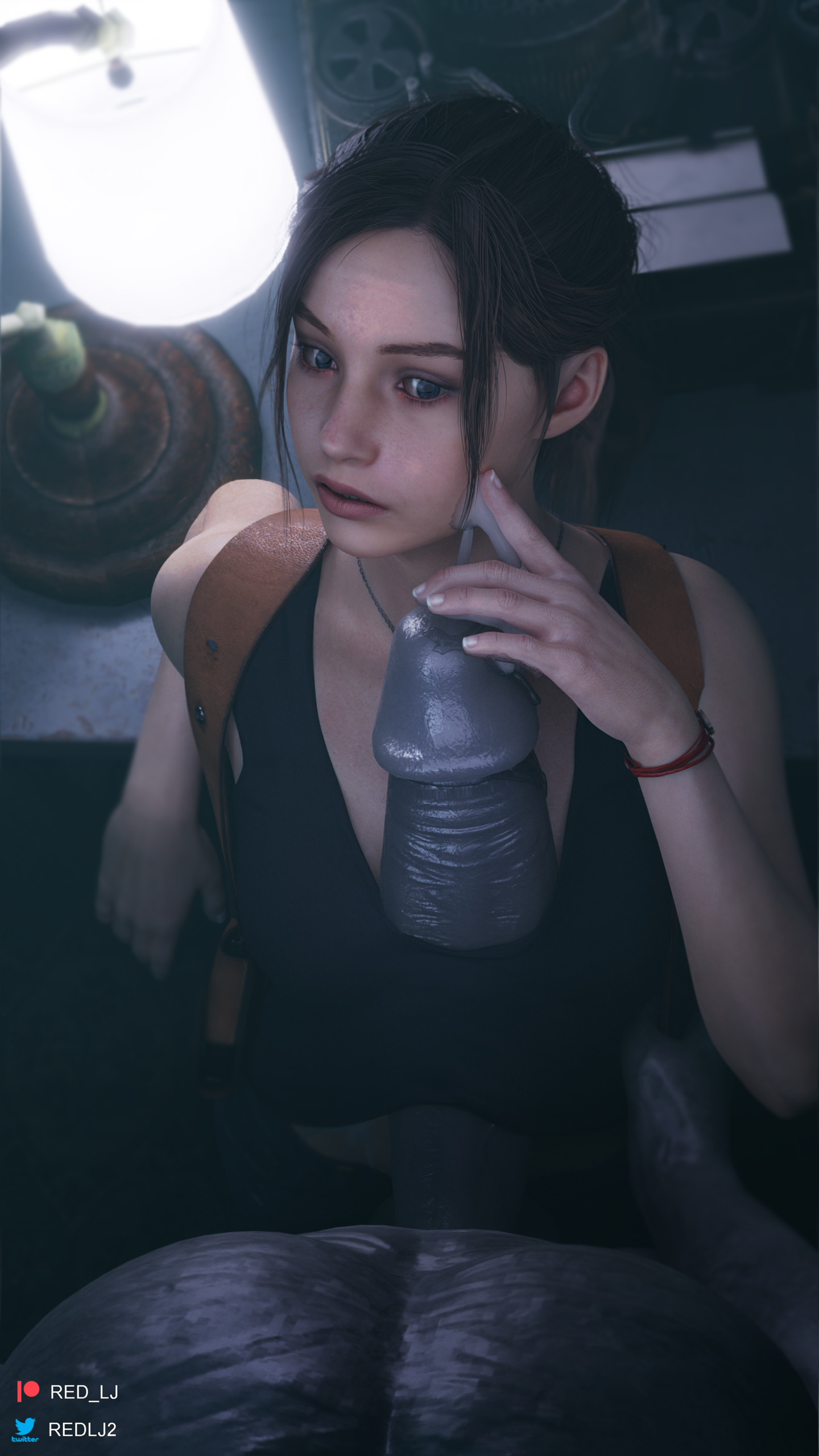 1girls, 1monster, 3d, big penis, black hair, blender (software), breasts, capcom, claire redfield, clothed female nude male, cum, cum on face, cum on hand, female, giver pov, huge cock, huge penis, large penis, male, male pov, monster, mr x, nude, paizuri, paizuri under clothes, penis, penis awe, pov, precum, precum drip, red lj, resident evil, resident evil 2, resident evil 2 remake, tied hair, titjob, tyrant, unseen male face