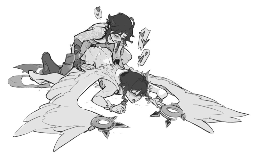 2boys, anal, anal sex, barbatos (genshin impact), femboy, gay, gay sex, genshin impact, lolevercelle, male, male only, tagme, tattoo, venti (genshin impact), wings, xiao (genshin impact), yaoi
