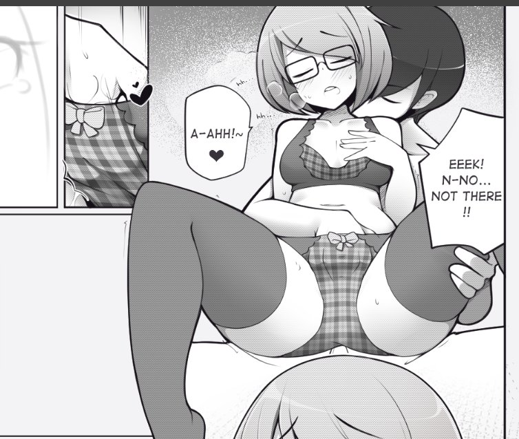 1girls ass black_and_white breasts fizintine glasses hand_in_panties happy_sex kissing_neck luna_(fizintine) soft tagme thighs white_background wholesome