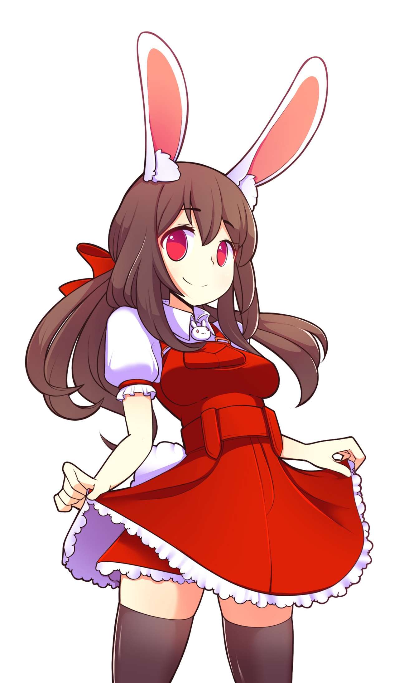 adorable breasts bunny_girl cute dress dress_lift fizintine red_dress sfw soft tagme thighs white_background wholesome