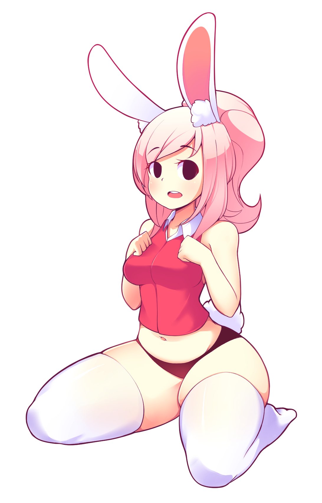 adorable breasts bunny_ears cute fiz fizintine panties pink_hair ponytail soft tagme thick_thighs thighhighs thighs white_background wholesome