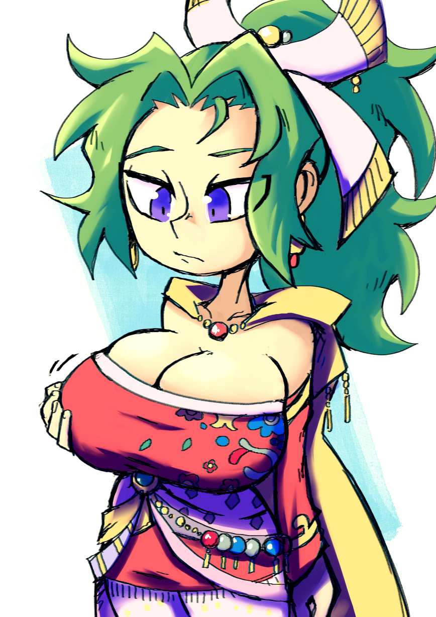 1girls 2022 big_breasts cleavage final_fantasy final_fantasy_vi green_hair huge_breasts purple_eyes setzeri tagme terra_branford