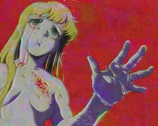 5_fingers blonde_hair blood breasts go_for_a_punch guro lost_media nipples nude red_background saki_sanobashi unknown_artist