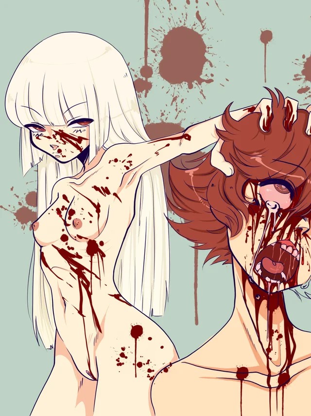 anorexia blood blood_everywhere blood_splatter breasts brown_hair bxnnyeggz corpse crying go_for_a_punch gore guro hand_in_hair hand_on_head holding_hair holding_head long_hair lost_media nipples pussy red_hair saki_sanobashi tears white_hair