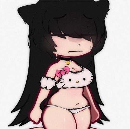1girls, bambigun, belly button, black hair, bra, cleavage, female, gacha, gacha club, gacha life, hello kitty, hello kitty (character), hello kitty (series), kitty white, panties, sanrio