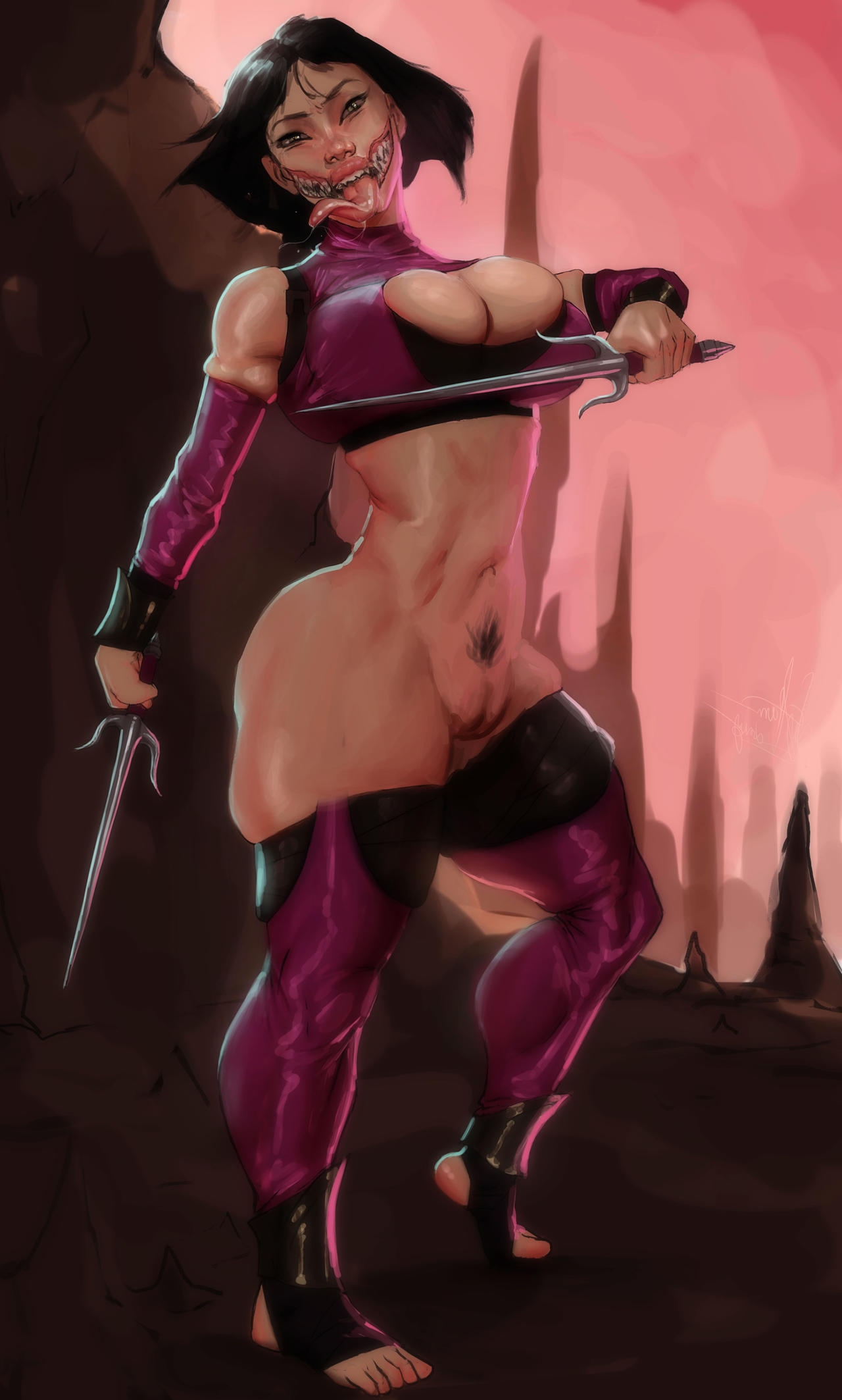 1girls, 2d, athletic, athletic female, breasts, cleavage, clothed female, curvaceous, curves, curvy, digital drawing (artwork), digital media (artwork), edenian, female, female only, fighter, fit, fit female, hips, huge breasts, humanoid, hybrid, kunoichi, large breasts, legs, light skin, light-skinned female, magicmoonsarts, medium hair, midway, mileena, monster, monster girl, mortal kombat, mortal kombat (2011), mortal kombat 11, mortal kombat x, narrow waist, navel, netherrealm studios, ninja, slim waist, solo, stomach, straight hair, tarkatan, thick, thick legs, thick thighs, thighhighs, thighs, toned, video game, voluptuous, wide hips