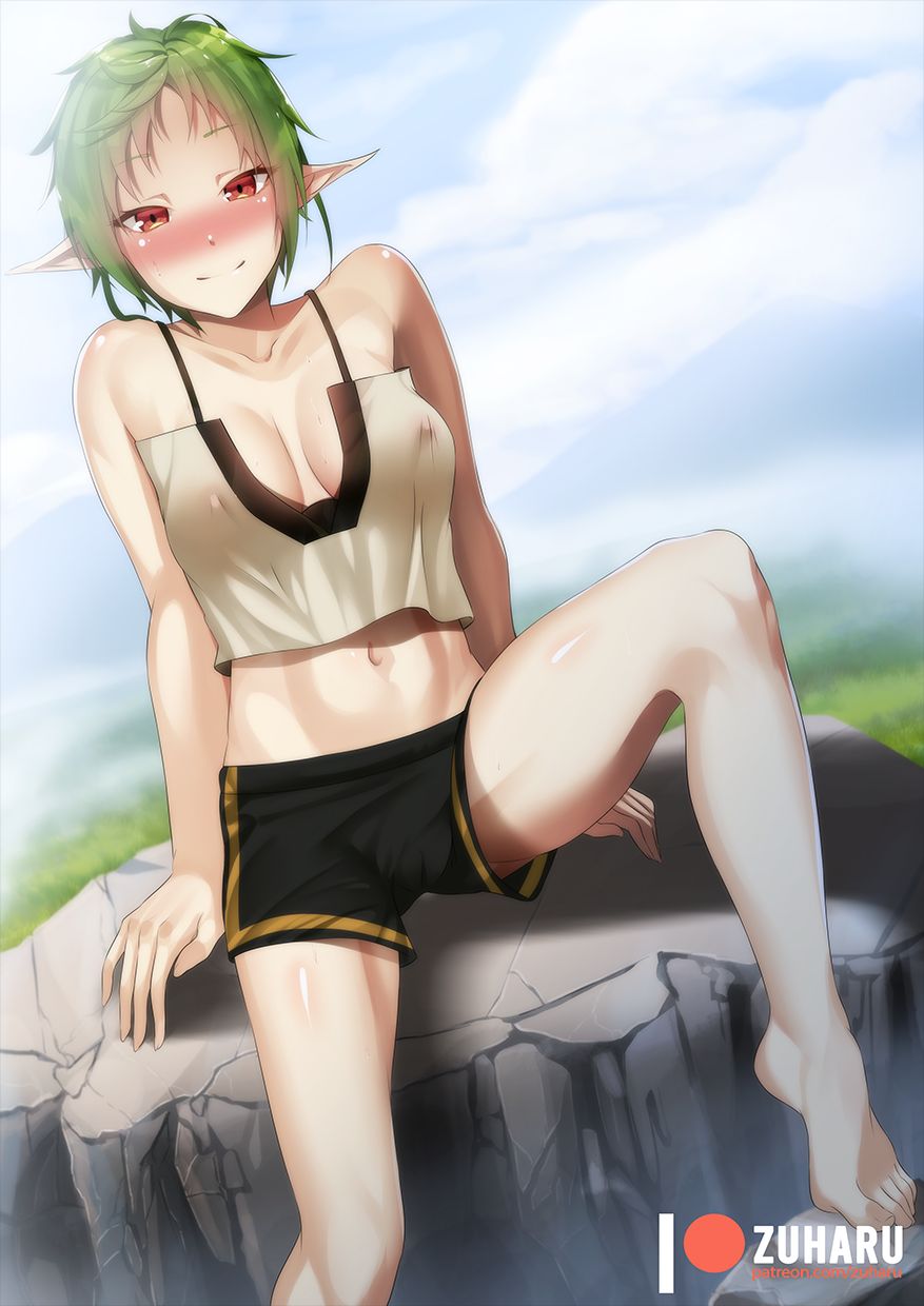 1girls big_breasts breasts green_hair mushoku_tensei mushoku_tensei:_isekai_ittara_honki_dasu red_eyes smile smiling smiling_at_viewer solo sylphiette_(mushoku_tensei) zuharu