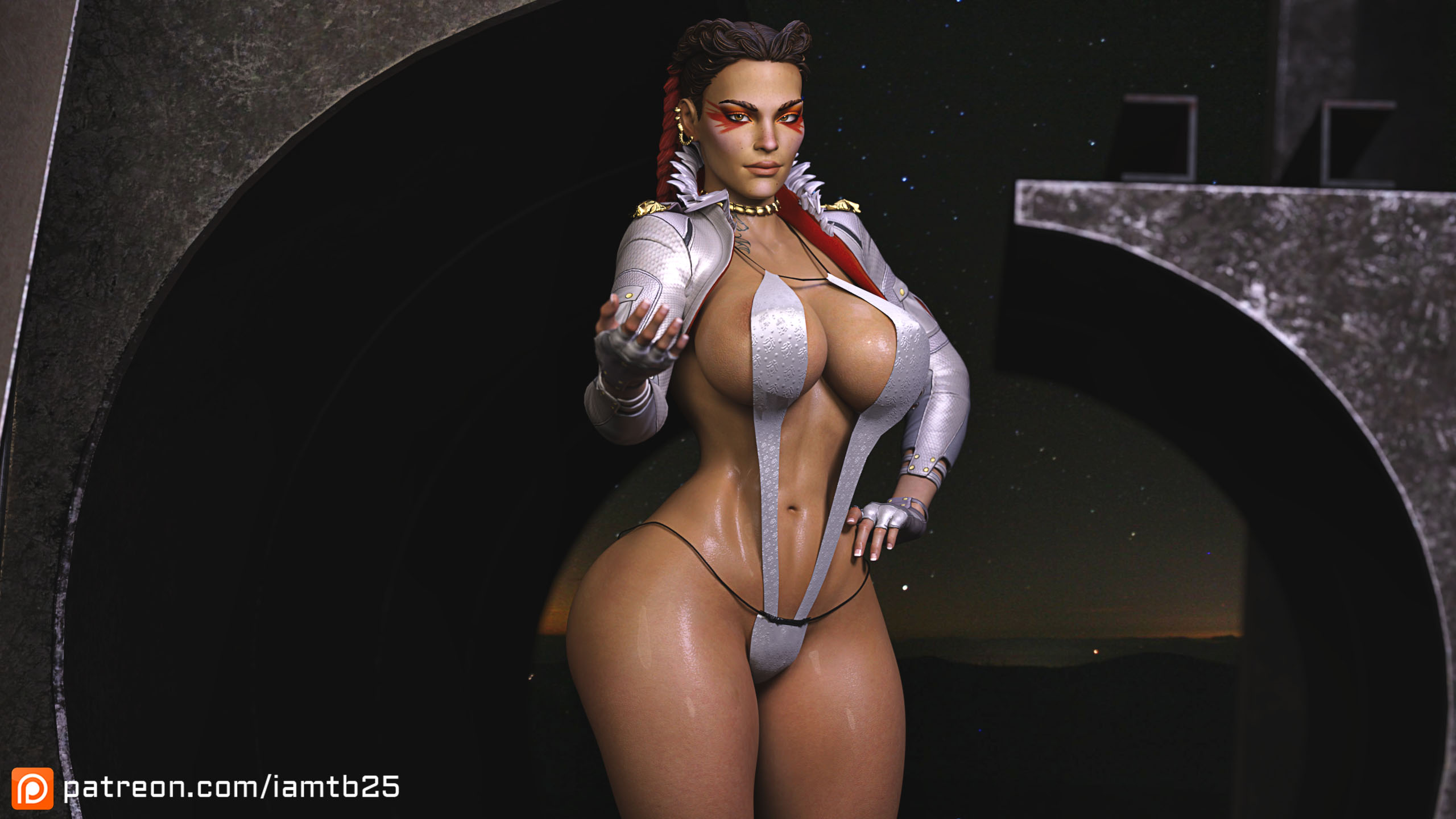 1girls, 3d, 3d (artwork), abs, apex legends, areolae, ass, big ass, big breasts, bikini, braided hair, breasts, brown skin, dark skin, dark-skinned female, female, female focus, female only, latina, loba (apex legends), looking at viewer, makeup, nipples, patreon username, pussy, respawn entertainment, revealing clothes, sling bikini, solo, solo female, swimsuit, tattoo, tb25, thick, thick thighs, voluptuous, wide hips