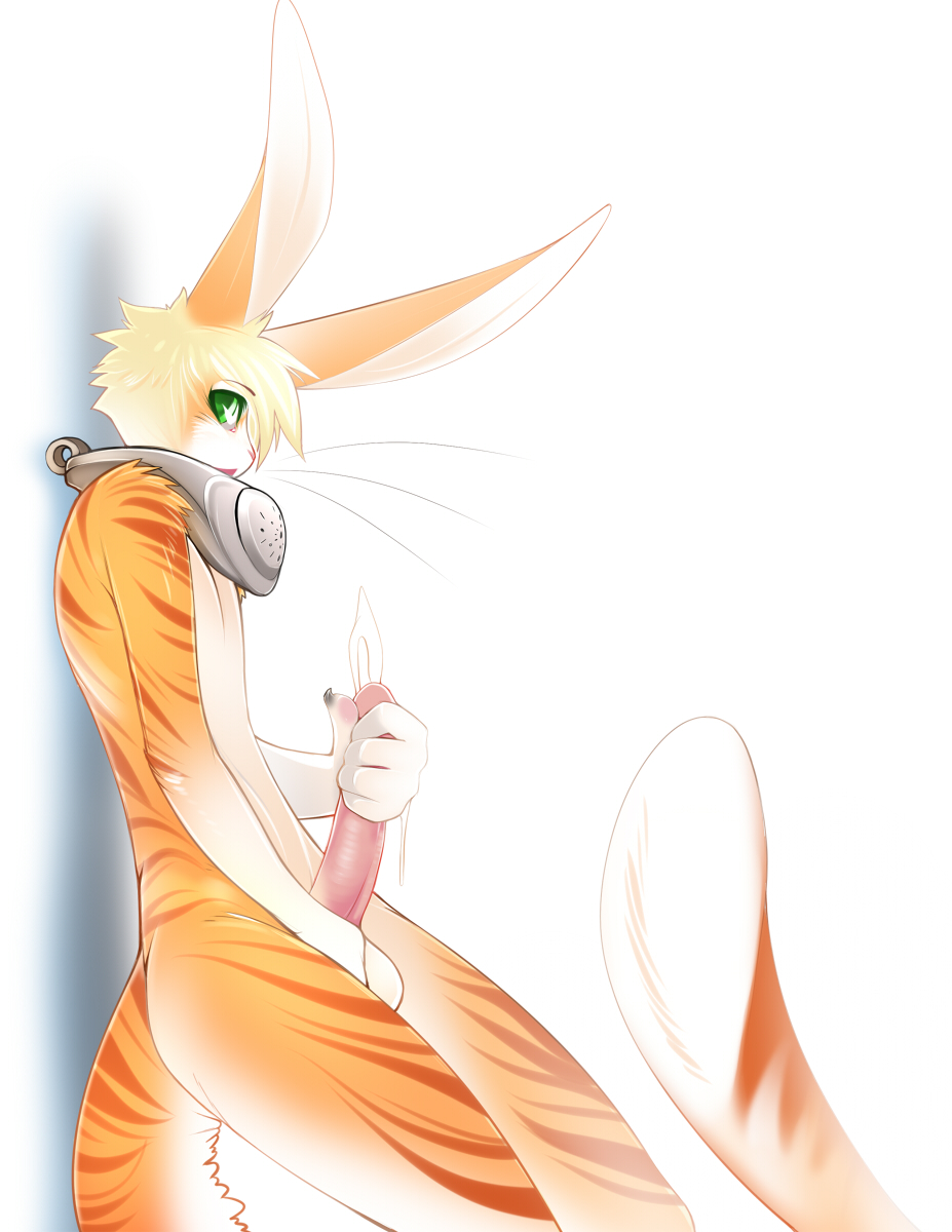 1boy 2011 anthro blink blink_(tsampikos) cum feline fur furry hair hybrid lagomorph looking_at_viewer male male_only masturbation open_mouth rabbit short_hair solo solo_male tiger tsampikos