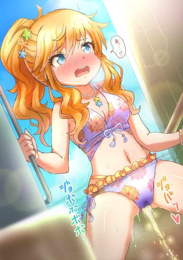 bikini_bottom bikini_top blush crying idolmaster idolmaster_cinderella_girls need_to_pee omorashi ootsuki_yui peeing peeing_in_swimsuit peeing_swimsuit purple_bikini swimsuit swimwear tagme urine vanilla_anmitsu watersports wetting wetting_self wetting_swimsuit