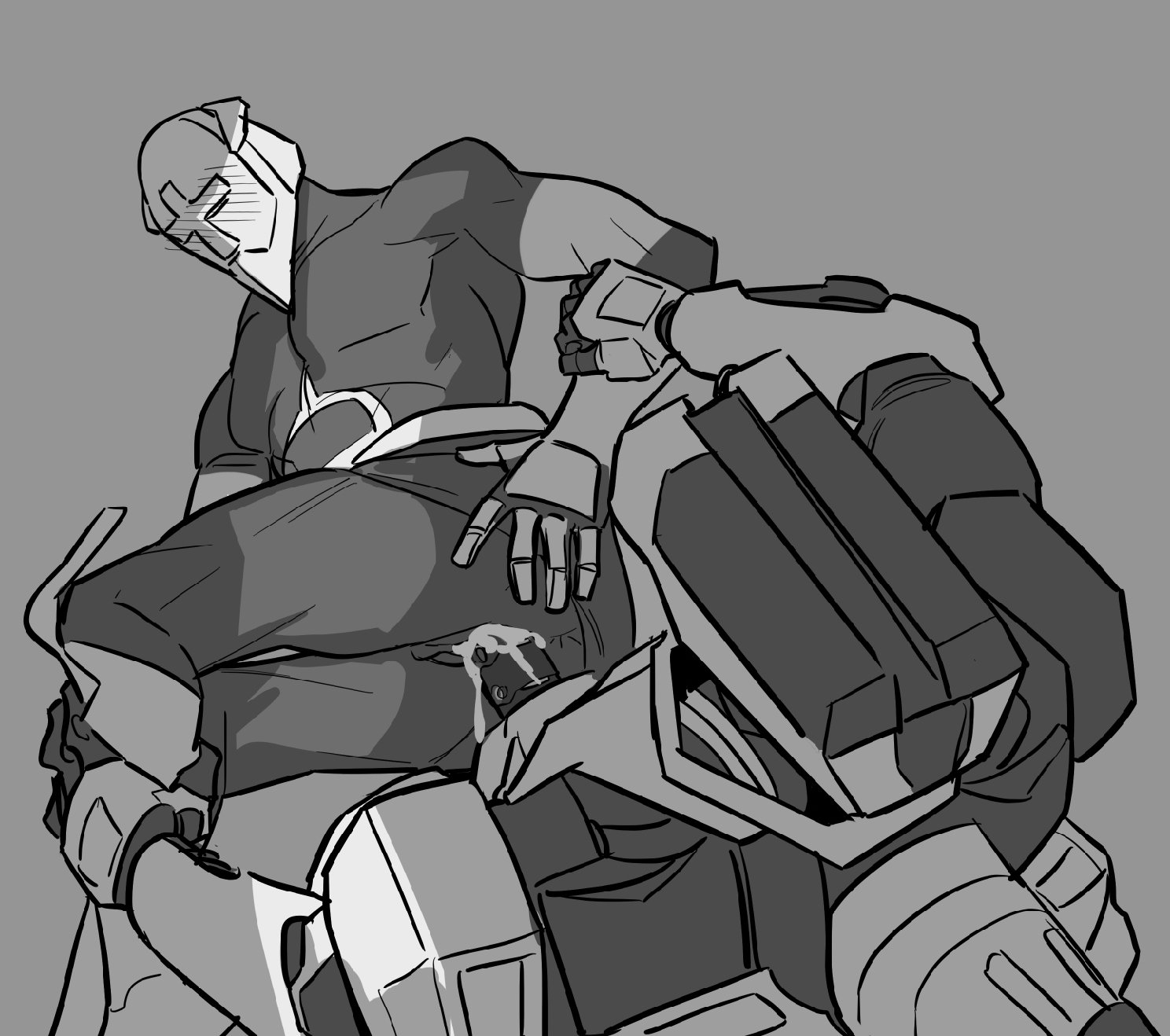 1cuntboy, 2boys, angel, blush, blushing, blushing through mask, cum, cum in pussy, cum inside, cuntboy, faceless male, francishsie, gabriel (ultrakill), gay, gay sex, helmet, intersex, looking at each other, male, male only, pussy, robot, robot humanoid, robot on angel, sex, tagme, ultrakill, v1 (ultrakill), vagina, vaginal, vaginal penetration, vaginal sex, yaoi