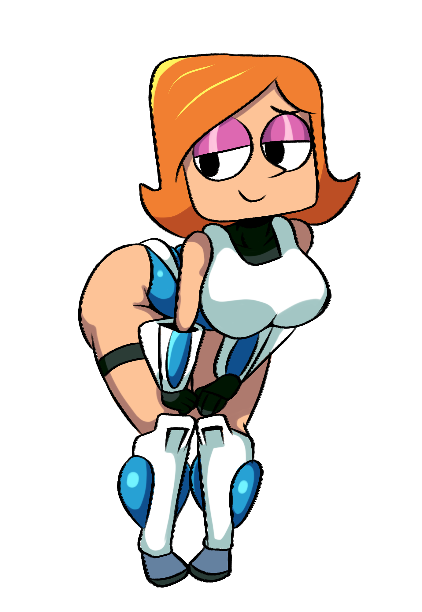 1girls, ass, big ass, big breasts, boots, breasts, cosplay, crossover, debbie turnbull, debs turnbull, eyeshadow, female, female only, hair, half-closed eyes, hands on thighs, huge ass, huge breasts, iggy-bomb, leotard, mature, mature female, mighty switch force, milf, mother, orange hair, patricia wagon (cosplay), purple eyeshadow, robotboy, smile, solo, solo female, thick thighs, thighs, wayforward