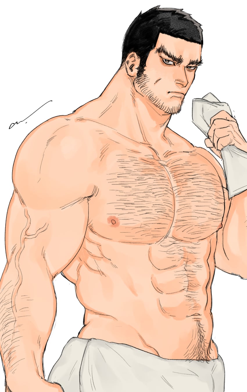 1boy bara body_hair golden_kamuy hairy hairy_male male_only muscular muscular_male solo solo_focus solo_male tanigaki_genjirou