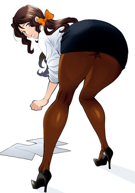 ass ass_in_dress back back_view big_ass big_butt bow_ribbon business_attire business_casual business_woman butt calves clumsy crouching document dropped_papers fat_thighs glasses heels high_heels large_ass legs looking_back milf office_clothing office_lady pantyhose papers reaching_for_object skirt tagme thick thick_legs thick_thighs thighs yukiyanagi