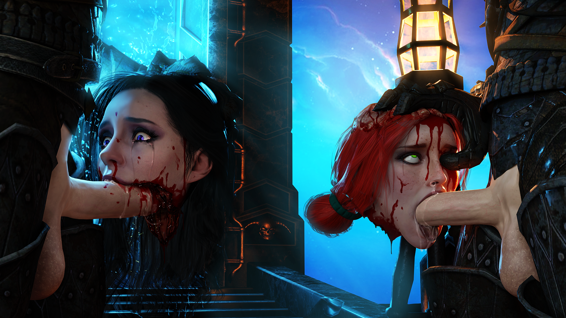 3d, 3d (artwork), ass, blender, blender (software), blood, broken rape victim, caranthir, cum, dismemberment, female, gore, guro, imlerith, masterkabal, nude, rape, severed head, the witcher, the witcher (series), the witcher 3: wild hunt, triss merigold, wild hunt, yennefer