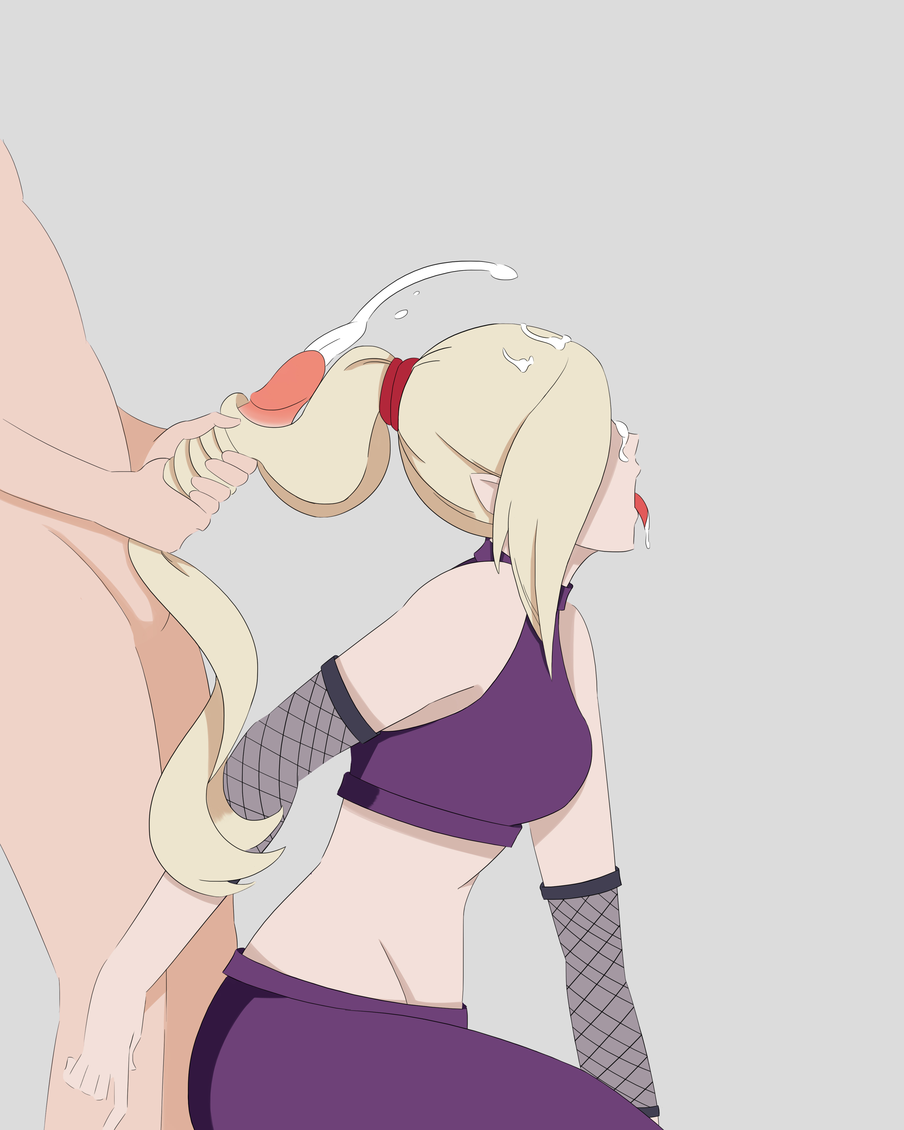 1boy, 1girls, big penis, breasts, climax, clothed female nude male, clothed sex, cum, cumshot, erect penis, female, fetish, hair grab, hair pull, hairjob, human, ino yamanaka, large breasts, long hair, male, naruto, naruto (series), naruto shippuden, outercourse, penis, ponytail, side view, sideboob, sitting, standing, straight, tied hair, very long hair, wildhl