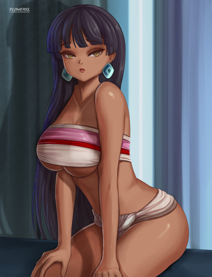 1girls, bare shoulders, big breasts, black hair, breasts, brown eyes, chel, cleavage, clothed, clothes, clothing, dark skin, dark-skinned female, dreamworks, female, female only, flowerxl, hips, human, human only, humanoid, large breasts, loincloth, long hair, solo, solo female, the road to el dorado, thick, thick thighs, thighs, tubetop, wide hips