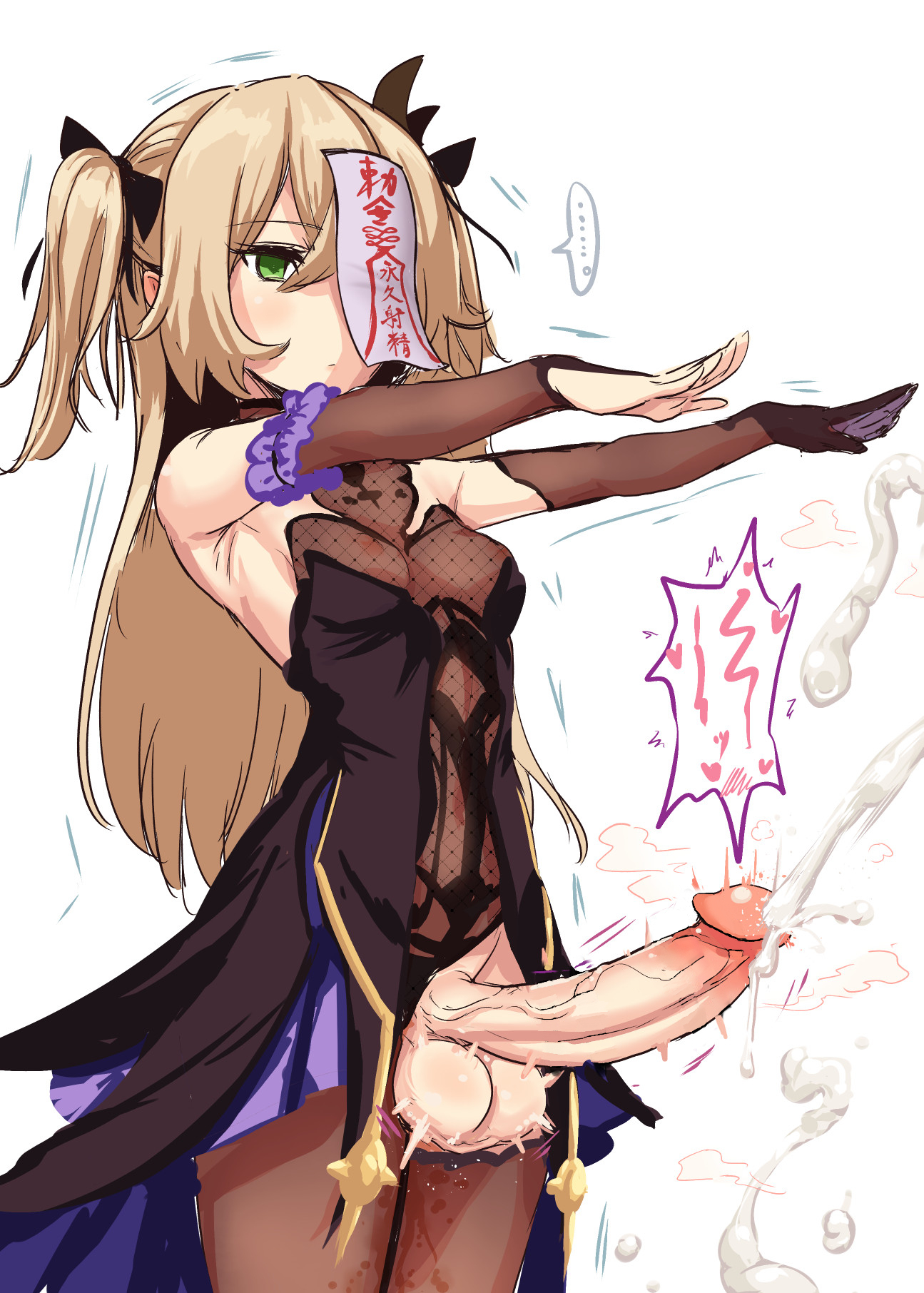 1futa, balls, balls clench, balls clenching, big balls, big penis, black gloves, blank eyes, blonde hair, calpish, casual ejaculation, casual erection, clothed, clothing, cum, cumdrip, cumshot, decensored, ejaculation, emotionless, erection, expressionless, fischl (genshin impact), futa only, futanari, genshin impact, gloves, green eyes, hands-free, handsfree ejaculation, human, hypnosis, intersex, jiangshi, light skin, light-skinned futa, long hair, mind control, mostly clothed, penis, restrained, solo, standing, testicles, testicles clench, third-party edit, twintails