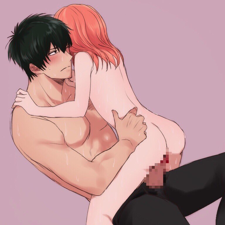 1boy, 1girls, adult, age difference, artist request, ass, black hair, blush, bubble ass, bubble butt, censored, crack pairing, female, female on top, first time, gintama, hair down, hijikata toshiro, kagura (gintama), light skin, light-skinned female, male, mosaic censoring, nude, nude female, older penetrating younger, orange hair, pale skin, pale-skinned female, pink hair, pussy, straddling, sweat, teenager, topless male, vaginal penetration, virgin, young, younger female