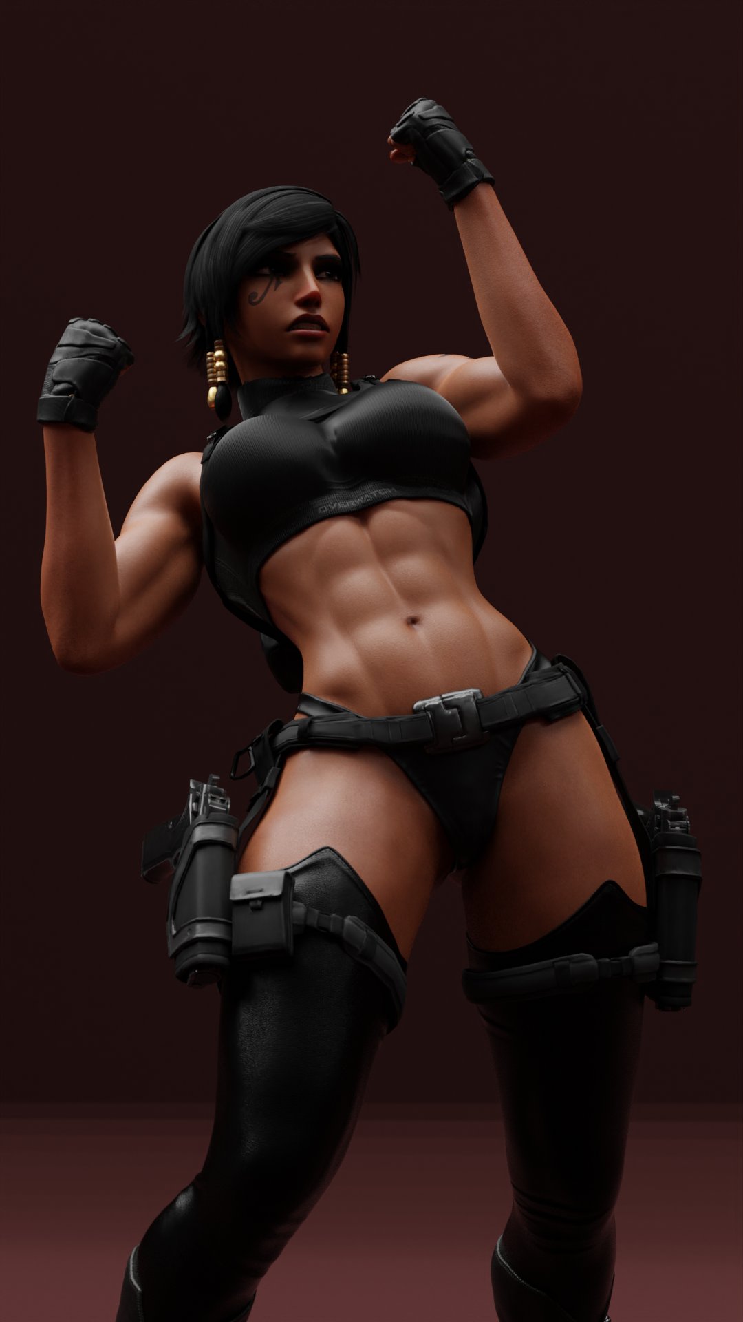 1girls, 3d, abs, athletic, big breasts, black hair, blizzard entertainment, breasts, brown eyes, clothing, dark skin, dark-skinned female, egyptian, egyptian female, fareeha amari, female, female only, female protagonist, fit, fit female, fully clothed, human, large breasts, overwatch, pharah, posing, solo, tagme, tanuking3d, tattoo