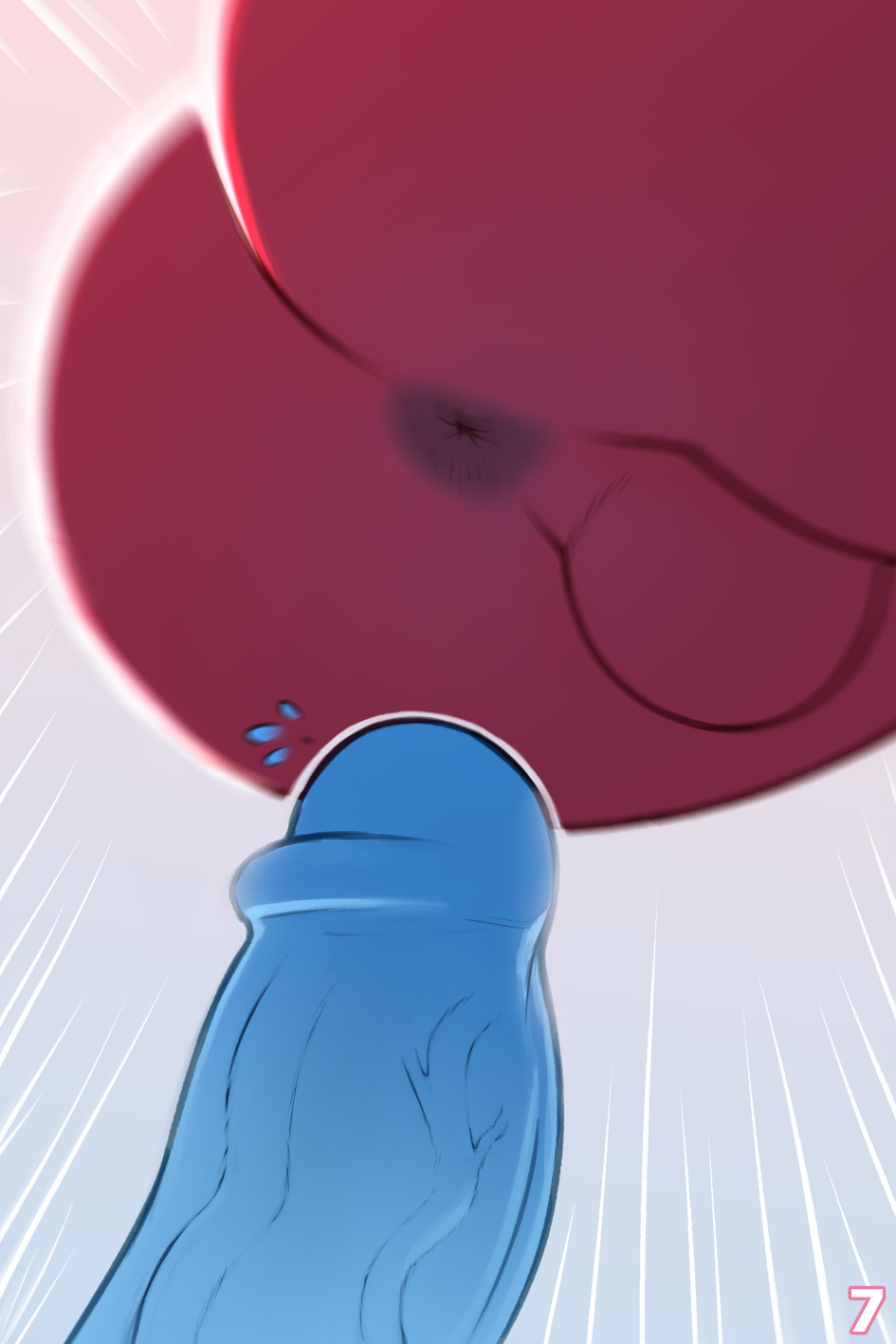 2020 anus ass big_butt blue_glans blue_penis bulge comic dick erection fall_guy fall_guys falling falling_penetration gay genitals glans hi_res humanoid humanoid_genitalia humanoid_penis imminent_anal imminent_sex male male_only mouthless non-human noseless penis red_body red_butt renabu speed_lines thick_thighs toony vein veiny_penis